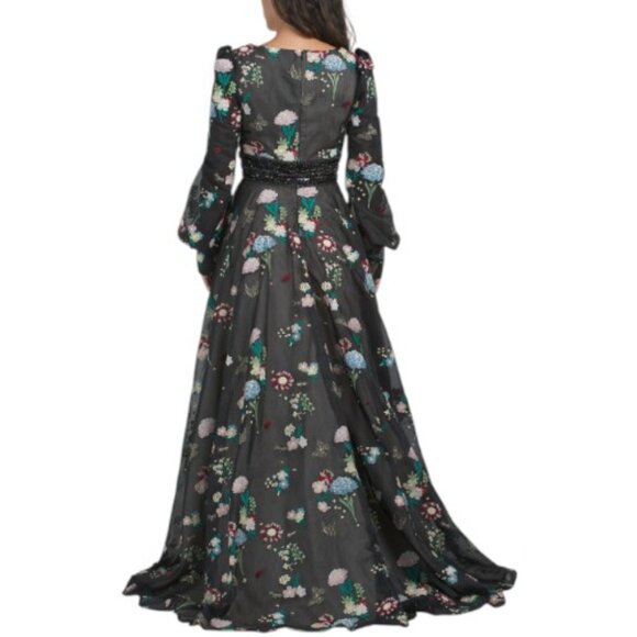 MAC DUGGAL Long Sleeve Floral Embroidered Gown - Picture 2 of 6
